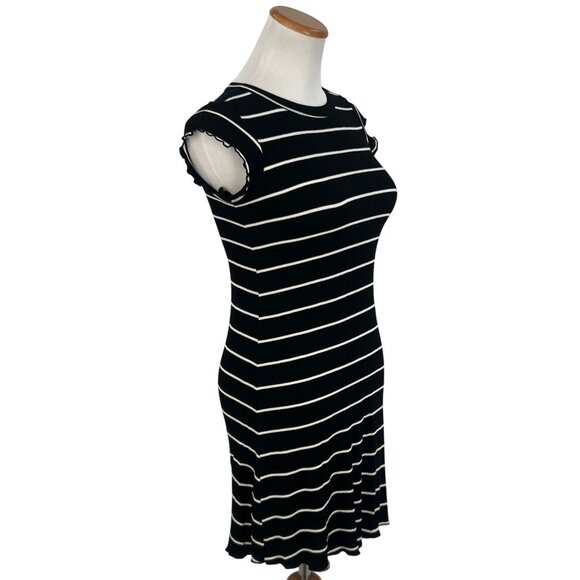 Billabong Black & White 90s Y2K Retro Inspired Striped Crewneck Mini Shift Dress - Picture 5 of 16